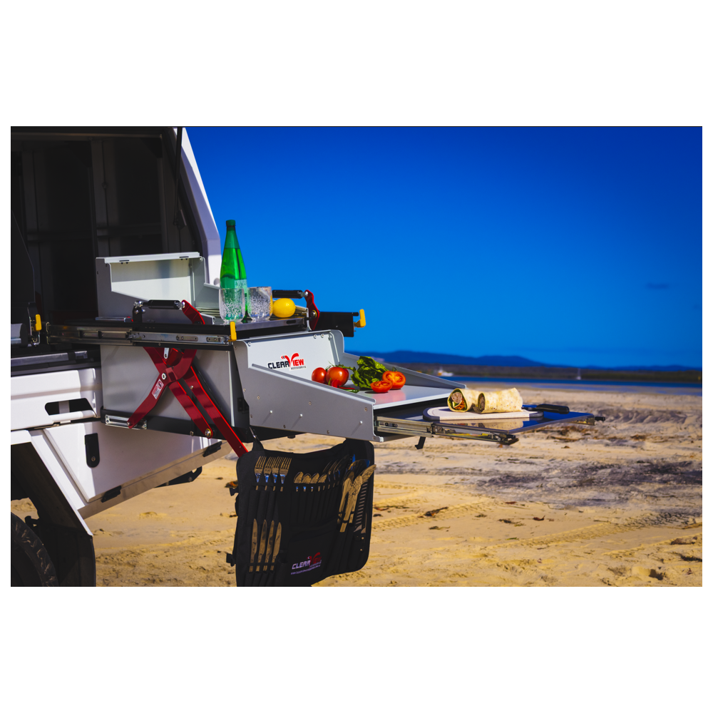 Cuisine Coulissante ClearView 74 L avec Plans de Travail et Évier