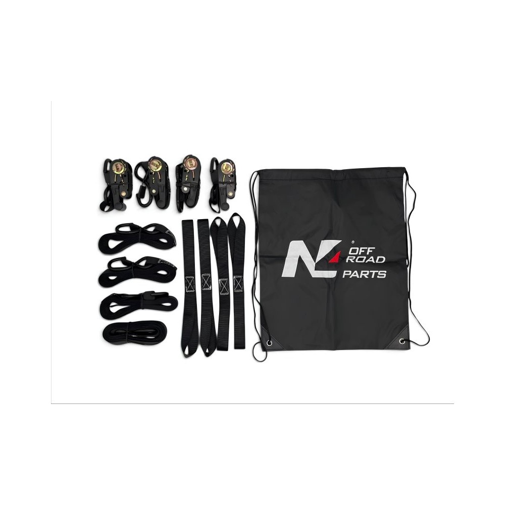 Kit 4 sangles à cliquet N4-Offroad 25mm x 4,5m + sac offert