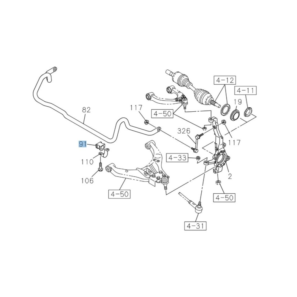 Silentbloc barre stabilisatrice avant Isuzu DMax III 2020+ robuste