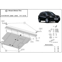 Protection sous moteur et de la boîte de vitesse Nissan Almera Tino