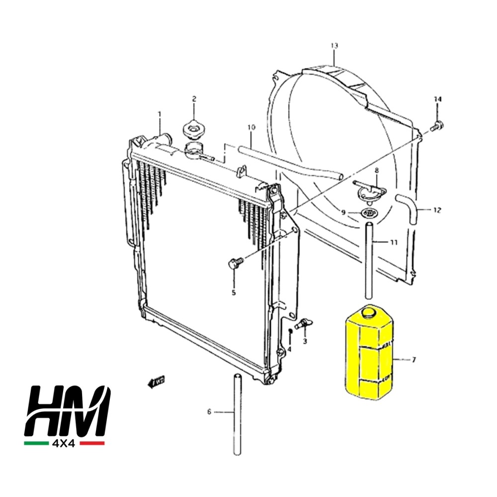 Vase d'expansion avec bouchon Suzuki Samurai et Sj