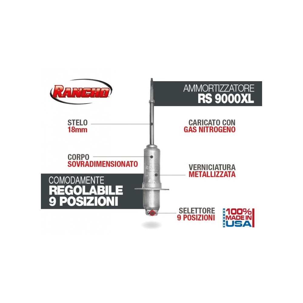 AMORTISSEUR AVANT +4cm RANCHO 9000 XL POUR JEEP CHEROKEE KJ