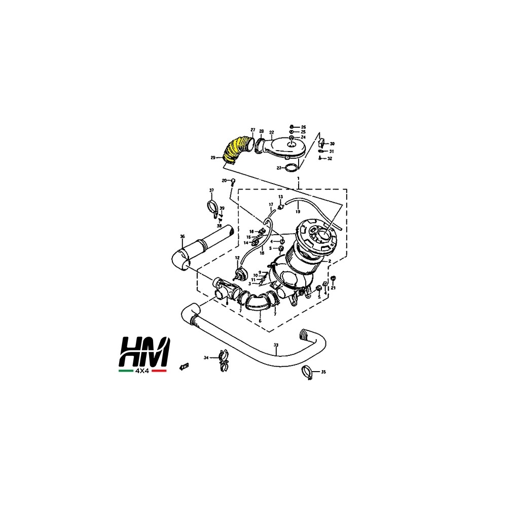 Sortie durite filtre à d'air Suzuki Samurai et SJ 413 Sortie durite filtre à d'air Suzuki Samurai et SJ 413