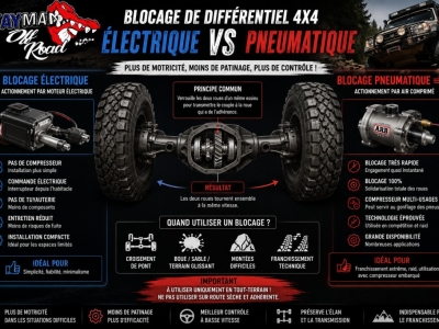 Blocage de différentiel 4x4 : fonctionnement, avantages, inconvénients et différences entre électrique et pneumatique